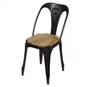 Multipl's - Chaise industrielle en acier noir mat et bois de manguier