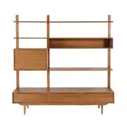 Portobello - Meuble TV étagère vintage 3 tiroirs 1 porte en bois de chêne L180