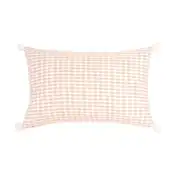 MRAKA - Coussin en coton texturé écru et beige avec pompons 60x40