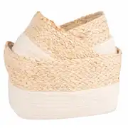 3 corbeilles en fibres végétales bicolores