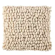 MOLTONE - Coussin boules tricotées écrues 45x45