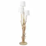 NIRVANA - Lampadaire en bois flotté et abat-jour blanc H159