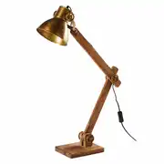 SIRIUS - Lampe articulée en métal doré effet vieilli et manguier