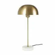 Lampe en métal doré et marbre blanc