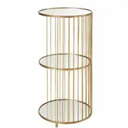 Etagère 3 plateaux en verre et métal doré