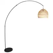Wild - Lampadaire en rotin tressé et métal noir H.191cm