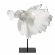 HAKUBA - Statuette poisson blanche et métal noir H36