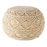 Pouf en coton macramé