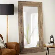 Woody - Grand miroir rectangulaire en bois de teck, 100x200 cm