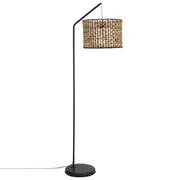 Jacinthe - Lampadaire en métal noir et fibre végétale H162