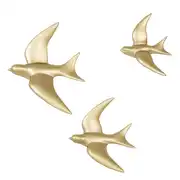 SWALLOW - Déco murales oiseaux dorés (x3)
