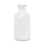 Vase en grès blanc motifs graphiques H18