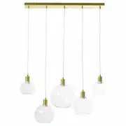 COOPER - Suspension 5 globes en verre et métal doré