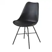 Wembley - Chaise noire et pieds en acier noir
