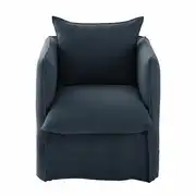 Louvain - Fauteuil en lin froissé bleu nuit
