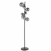 NILSON - Lampadaire 7 globes en verre fumé et métal noir H155