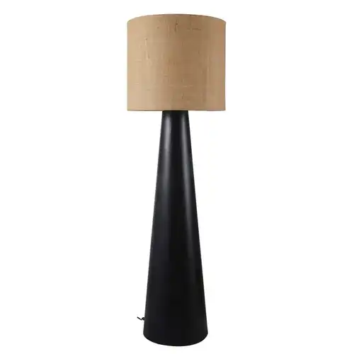 BUNGA - Lampadaire en métal noir et abat-jour en jute H149