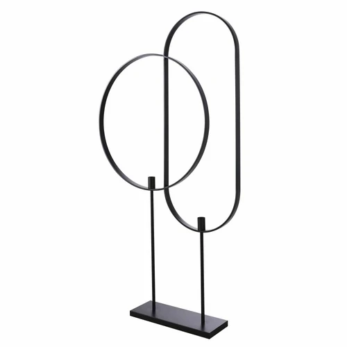 Lampadaire 2 cerclages en metal noir mat H169