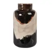 ARSTAD - Vase en grès noir, moka et beige H33