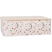 Boîte de rangement en métal blanc à motifs multicolores