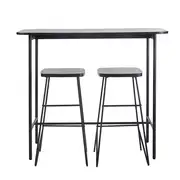 Watkin - Table à manger haute et tabourets (x2) noir mat 2 personnes L120