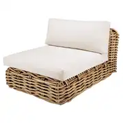 St Tropez - Chauffeuse pour canapé de jardin modulable en rotin et coussins écrus