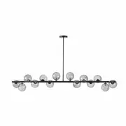 THALES - Suspension 14 globes en verre fumé et métal noir