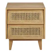 Suzelle - Table de chevet 2 tiroirs cannage en rotin