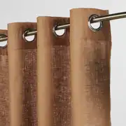Rideau à œillets en lin lavé moka à l'unité 130x300, OEKO-TEX®
