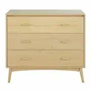 Commode compatible plan à langer 3 tiroirs cannage en rotin