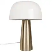 ZISA - Lampe en métal doré et abat-jour blanc
