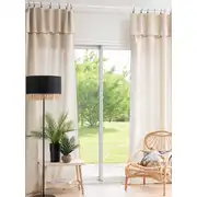 Rideau ajustable en lin lavé beige à l'unité 130x300