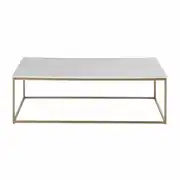 Marble - Table basse en marbre blanc et métal coloris laiton L110