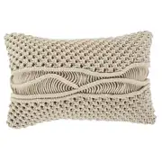 Coussin en macramé de coton écru 30x50