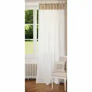 Rideau en coton blanc et beige avec pompons 150x250