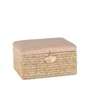 Boîte à bijoux tressée et velours beige