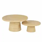Tanja - Tables gigognes marqueterie de rotin beige
