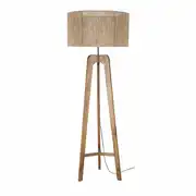 COMMONS - Lampadaire trépied en bois de manguier et abat-jour cannage en fil de jute tressé main H154
