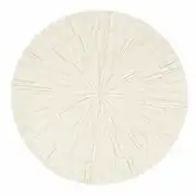 Tapis rond tufté main en laine et en coton beige, D180