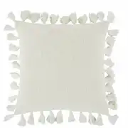 LIMANA - Coussin en coton écru avec pompons 50x50