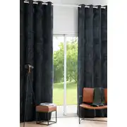 Rideau à œillets en velours effet vieilli gris anthracite à l'unité 140x300, OEKO-TEX®