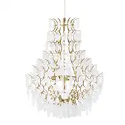 Lustre pampilles en verre opaline et métal doré vieilli