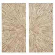 ADAMA - Diptyque en bois de manguier gravé beige 100x100