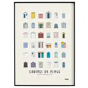 Affiche d'art cabines de plage 50 X 70 cm