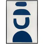 Toile peinte écrue, bleue et noire 37x50