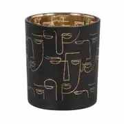 Lumignon en verre noir imprimé visages