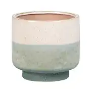 Cache-pot en grès beige et bleu H18