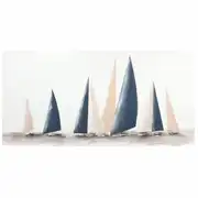 Toile imprimée et peinte bateaux, 90x45 cm