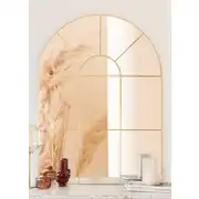 ORANGERIE - Miroir fenêtre arche en acier doré, 80x110 cm