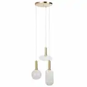 Suspension 3 abat-jours en verre et métal doré